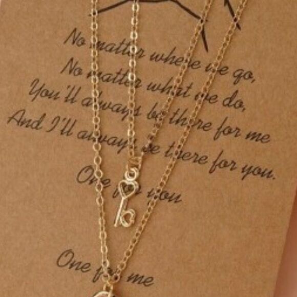 GOLD PLATED HEART KEY & LOCK UNISEX PENDANT NECKLACE WITH INSPIRATIONAL CARD - Picture 6 of 10